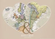 Personalised Location Map Hearts Print