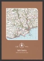 Personalised Postcode Map Print - Chocolate (Wood Frame - Black)
