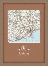 Personalised Postcode Map Print - Chocolate (Wood Frame - Oak Style)