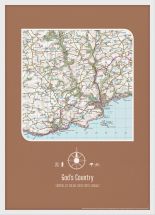 Personalised Postcode Map Print - Chocolate (Wood Frame - White)