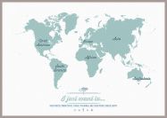 Huge Personalised Travel Map of the World - Rustic (Pinboard & framed - Silver)