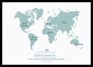 Medium Personalised Travel Map of the World - Rustic (Pinboard & framed - Black)