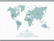 Medium Personalised Travel Map of the World - Rustic (Rolled Canvas with Hanging Bars)