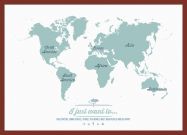 Medium Personalised Travel Map of the World - Rustic (Pinboard & framed - Dark Oak)