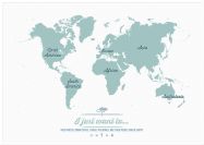 Large Personalised Travel Map of the World - Rustic (Wood Frame - White)