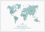 Medium Personalised Travel Map of the World - Rustic (Pinboard & wood frame - White)