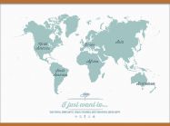 Huge Personalised Travel Map of the World - Rustic (Rolled Canvas with Wooden Hanging Bars)