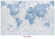 Medium Personalised World Is Art - Wall Map Blue (Rolled Canvas - No Frame)