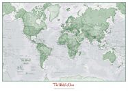 Large Personalised World Is Art - Wall Map Green (Rolled Canvas - No Frame)