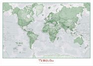 Large Personalised World Is Art - Wall Map Green (Wood Frame - White)