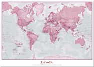 Huge Personalised World Is Art - Wall Map Pink (Pinboard)