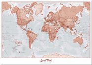 Large Personalised World Is Art - Wall Map Red (Pinboard)