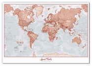 Huge Personalised World Is Art - Wall Map Red (Canvas)