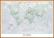Large Personalised World Is Art - Wall Map Rustic (Wood Frame - Teak)