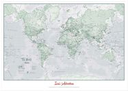 Large Personalised World Is Art - Wall Map Rustic (Wood Frame - White)