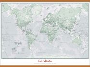 Huge Personalised World Is Art - Wall Map Rustic (Rolled Canvas with Wooden Hanging Bars)