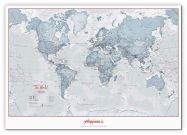 Large Personalised World Is Art - Wall Map Teal (Canvas)