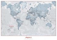Huge Personalised World Is Art - Wall Map Teal (Rolled Canvas - No Frame)