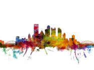 Huge Pittsburgh Pennsylvania Watercolour Skyline (Rolled Canvas - No Frame)
