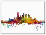 Extra Small Pittsburgh Pennsylvania Watercolour Skyline (Canvas)