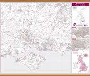 Portsmouth, Southampton and Isle of Wight Postcode Sector Map (Wooden hanging bars)