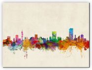 Small Pretoria South Africa Watercolour Skyline (Canvas)
