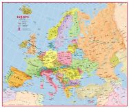 Large Primary Europe Wall Map Political (Magnetic board and frame)
