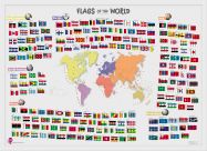 Primary Flags of the World poster (Wood Frame - White)