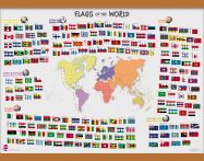 Primary Flags of the World poster (Rolled Canvas with Wooden Hanging Bars)