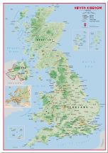 Large Primary UK Wall Map Physical (Pinboard)