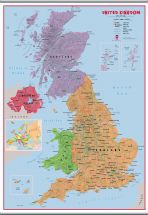 Huge Primary UK Wall Map Political (Hanging bars)