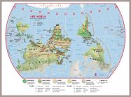Large Primary Upside Down World Wall Map Environmental (Pinboard & framed - Silver)