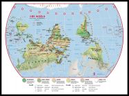 Large Primary Upside Down World Wall Map Environmental (Pinboard & framed - Black)
