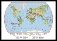 Small Primary World Wall Map Environmental (Pinboard & framed - Black)