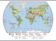 Huge Primary World Wall Map Environmental (Hanging bars)