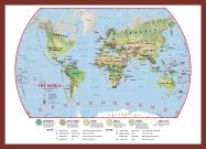 Small Primary World Wall Map Environmental (Pinboard & framed - Dark Oak)