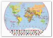 Huge Primary World Wall Map Political with flags (Canvas)