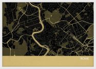 A3 Rome City Street Map Print Straw (Wood Frame - White)