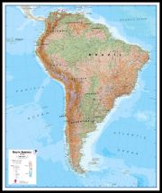 Huge South America Wall Map Physical (Pinboard & framed - Black)