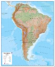 Huge South America Wall Map Physical (Pinboard)