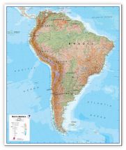 Large South America Wall Map Physical (Canvas)