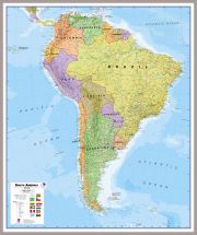 Huge South America Wall Map Political (Pinboard & framed - Silver)