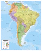 Large South America Wall Map Political (Pinboard)