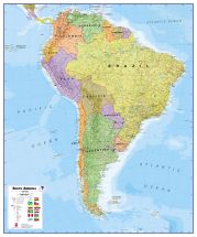 Large South America Wall Map Political (Magnetic board and frame)