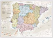 Small Spain and Portugal Classic Wall Map (Pinboard & framed - Silver)