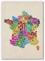 Large Text Art Map of France (Canvas)
