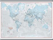 Medium The World Is Art - Wall Map Aqua (Rolled Canvas with Hanging Bars)