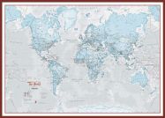 Huge The World Is Art - Wall Map Aqua (Pinboard & framed - Dark Oak)