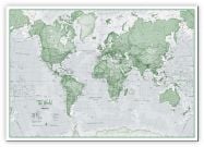 Huge The World Is Art - Wall Map Green (Canvas)