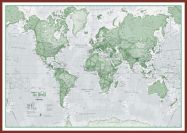 Large The World Is Art - Wall Map Green (Pinboard & framed - Dark Oak)